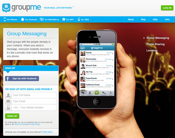 GroupMe, mensaje a grupos  desde tu Smartphone