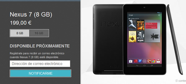 Google Nexus 7 de 8GB dejo de estar disponible en Google Play Store