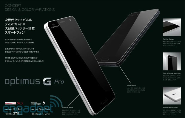 Optimus G Pro, nuevo buque insignia de LG tendrá una pantalla Full HD y batería de 3.100 mAh